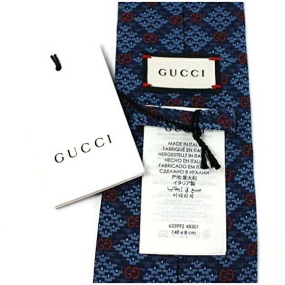Gucci Rayon Necktie, Unused, GG Pattern, GUCCI 633992, Men's, Slim Fit
